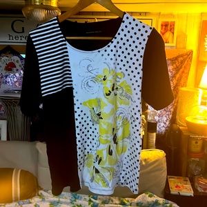 Black and white tee with rhinestones